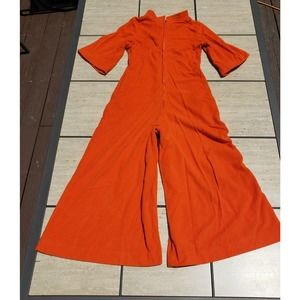 RARE Vintage 60's Lazy U Orange Felt Jumpsuit Romper Union Made Ilgwu Pockets
